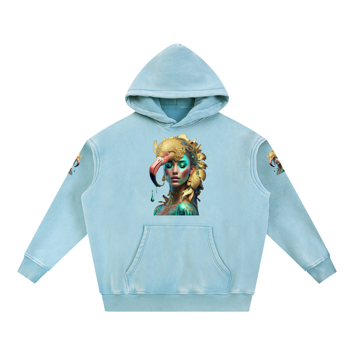 PLUSH BOY MASCOT TURQUOISE Snow Wash Fleece Oversize Hoodie