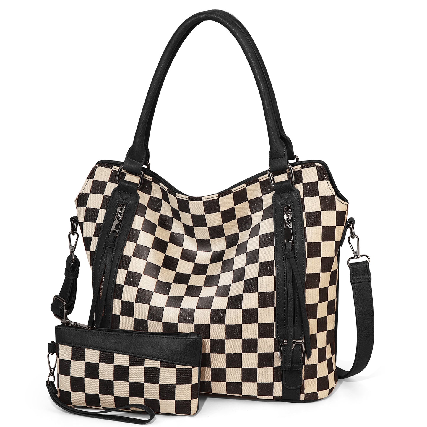 Checkered Pattern Single Shoulder Tote Bag