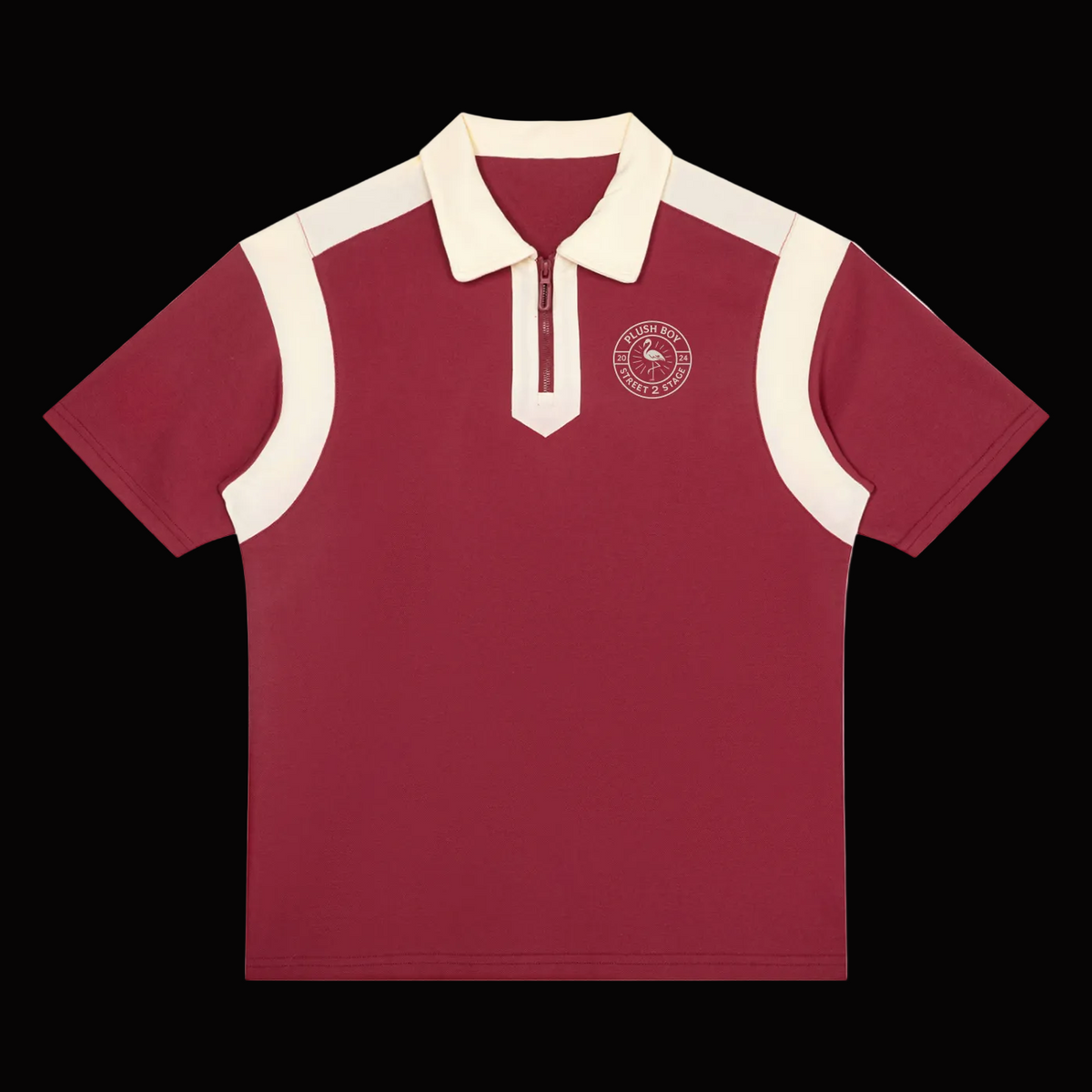 PLUSH BOY Color Block Quarter Zip Polo Shirt