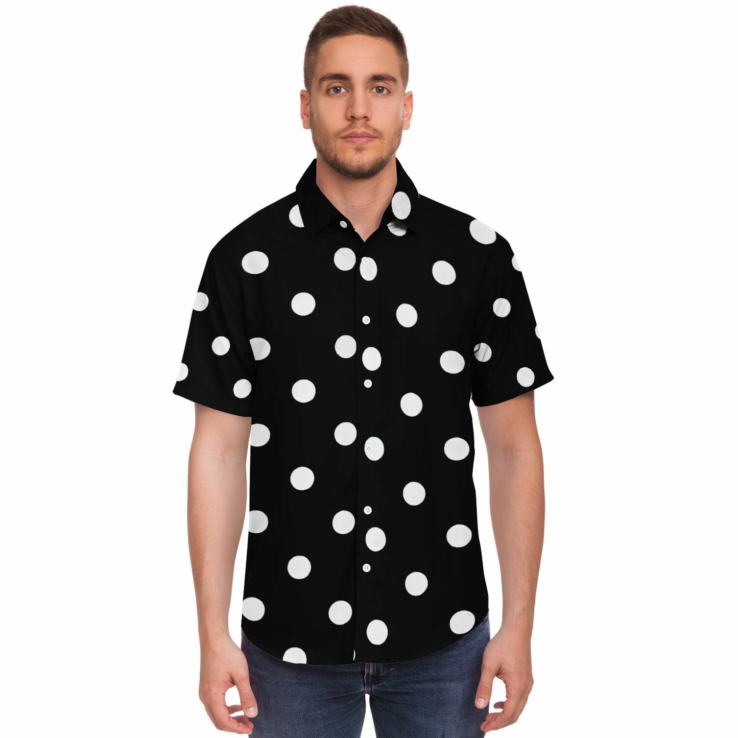 POLKA DOT Short Sleeve Button Down Shirt