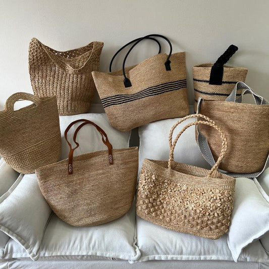 Raffia Hand-Woven Tote and Bucket Bag