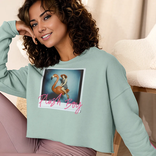 PLUSH BOY BLEUBURRY FLAMINGO RODEO SWEAT CROP